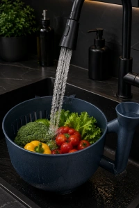 Çok Amaçlı Sebze ve Meyve Temizleme Kabı Pratik Süzgeçli Yapı