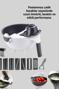 Çok Fonksiyonlu Dilimleyici ve Süzgeçli Mutfak Aparatı