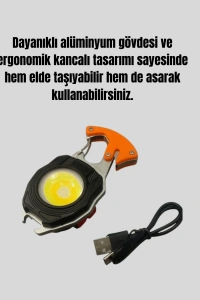 Çok İşlevli USB Şarjlı Anahtarlık Fener