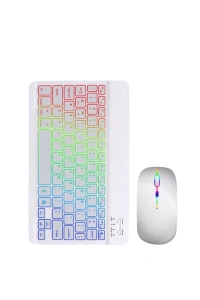 Çoklu Cihaz Uyumlu Kablosuz Klavye Mouse Seti Aydınlatmalı
