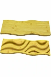 Dalgalı Çift Taraf Tasarımlı Ahşap Sunum Tepsisi