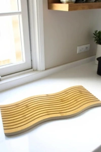 Dalgalı Çift Taraf Tasarımlı Ahşap Sunum Tepsisi