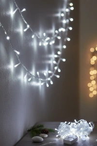 Damla Uçlu Beyaz Işık Şeffaf Kablo  10m 100 Led
