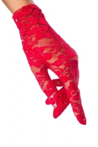 Dantelli Kırmızı Gece Eldiveni