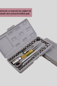 Dayanıklı Karbon Çelik 40 Parça Lokma ve Cırcır Anahtar Seti