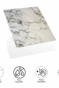 Decohandy 30x30 Cm Pvc Duvar Karosu 4Lü Paket - Siyah Beyaz Mermer