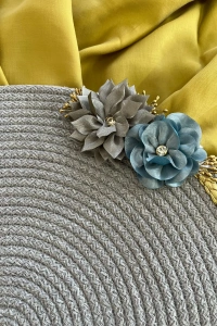 DecoHandy 39cm Çiçekli Jüt Örme Supla Amerikan Servis