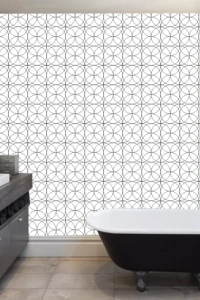 DecoHandy  Pvc Duvar Karosu 30x30cm 4lü Paket - Siyah Daire Geometrik Desen  0,36m2