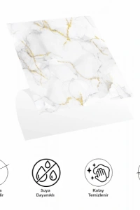 DecoHandy  Pvc Yer Karosu 30x30cm 4lü Paket - Mermer Desenli Beyaz  0,36m2