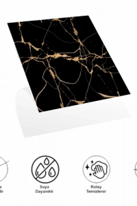 DecoHandy Yapışkanlı Pvc Yer Karosu 30x30cm 4Lü Paket - Black Edition 0,36m2