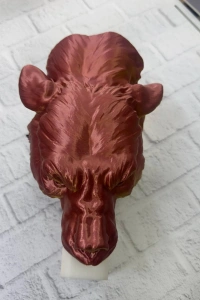 Dekoratif Asılabilir Jaguar Başı 3D Duvar Heykeli Gold Red 20x16 cm