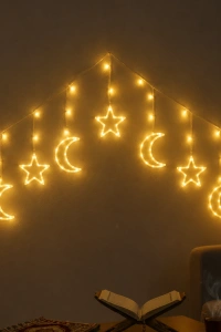Dekoratif Ay Yıldız LED Ramazan Lambası Sıcak Beyaz Tasarım