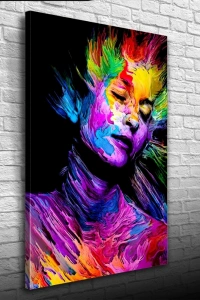 Dekoratif Canlı Renklerden Oluşan Kadın Figürü Kanvas Tablo 50 x 70