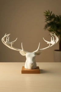 Dekoratif Geyik Başı Heykel 25 cm Modern Minimal Tasarım