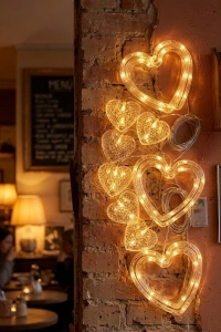 Dekoratif Kalp LED Neon Lamba Romantik Oda Balkon ve Masa Üstü Işığı