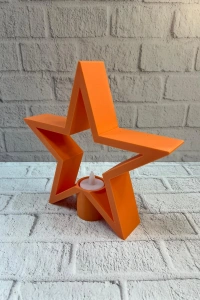 Dekoratif Yıldız Şeklinde Turuncu Mumluk Ev Aksesuarı