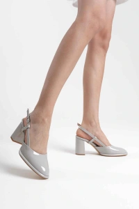 Denma Gri Rugan Kadın Topuklu Ayakkabı