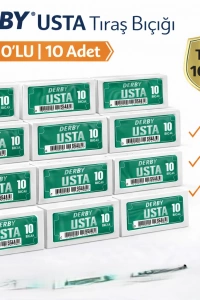 Derby Usta Çift Taraflı Jilet Tam Bıçak Berber Jileti 10LU 10 PAKET