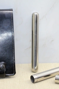 Deri Kılıflı İkili Paslanmaz Çelik Puro Tüpü