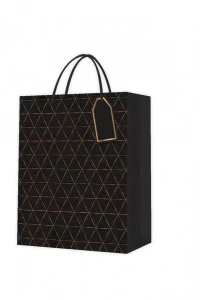 Desenli Siyah Küçük Karton Çanta