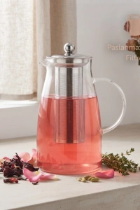 Detoks Sürahisi - 1500 ml - Paslanmaz Çelik Filtre - Cam