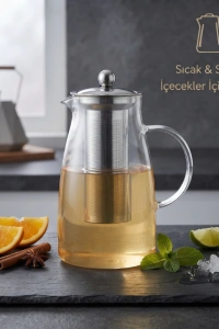 Detoks Sürahisi - 1500 ml - Paslanmaz Çelik Filtre - Cam