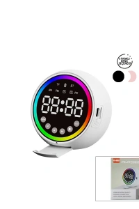 Dijital Çalar Saat - Bluetooth Özellikli Mini Hoparlör - USB Şarjlı - Işıklı
