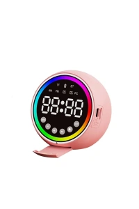 Dijital Çalar Saat - Bluetooth Özellikli Mini Hoparlör - USB Şarjlı - Işıklı