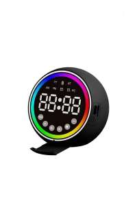 Dijital Çalar Saat - Bluetooth Özellikli Mini Hoparlör - USB Şarjlı - Işıklı