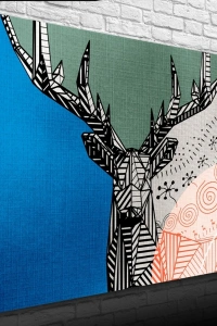 Dijital Efektli Geyik Dekoratif Kanvas Tablo 50 x 70