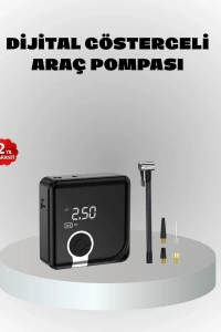 Dijital Ekranlı Şarjlı Hava Kompresörü 150 PSI Güçlü Motorlu