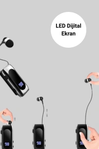 Dijital Göstergeli Bluetooth Kulaklık – Klipsli ve Şık Tasarım