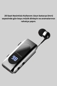 Dijital Göstergeli Bluetooth Kulaklık – Klipsli ve Şık Tasarım