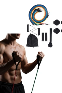 Direnç Seviyeli Pilates ve Fitness Egzersiz Bandı Seti Kapı Askılı