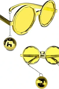 Disko Toplu Küpeli Parti Gözlüğü Altın Renk