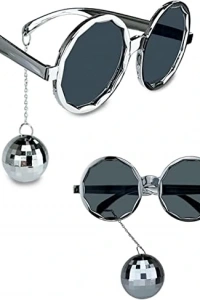 Disko Toplu Küpeli Parti Gözlüğü Gümüş Renk