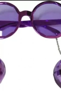 Disko Toplu Küpeli Parti Gözlüğü Mor Renk 15x16 cm
