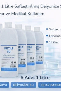 Distile Su 1 Litre Saflaştırılmış Deiyonize Saf Su 5 Adet