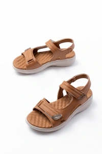 DM-363  Taba Baret Cırtlı Dikişli Günlük Kadın Sandalet