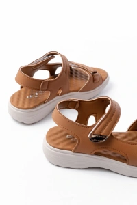 DM-363  Taba Baret Cırtlı Dikişli Günlük Kadın Sandalet