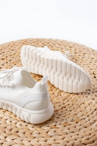 DM-501 Beyaz Bağcıklı Failon Taban Günlük Spor Ayakkabı