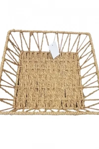 Doğal Örgü Kare Sepet