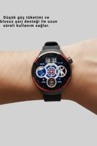 Dokunmatik Akıllı Saat Kablosuz Şarj AMOLED Ekran