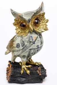 Dolar Baskılı Özel Tasarım Polyester Baykuş - 17x10 cm