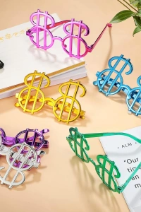 Dolar Şekilli Metalize Parti Gözlüğü 6 Adet