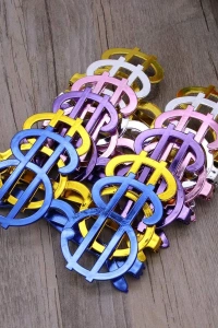 Dolar Şekilli Metalize Parti Gözlüğü 6 Adet