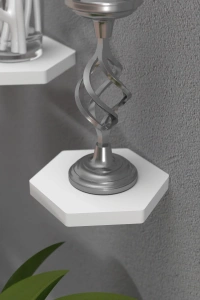 Duvar Rafı Dekoratif 3 Adet Çiçeklik Altıgen Beyaz