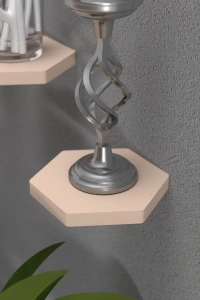 Duvar Rafı Dekoratif 3 Adet Çiçeklik Altıgen Krem