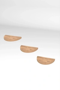 Duvar Rafı Dekoratif 3 Adet Çiçeklik Oval Ceviz