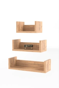 Dekoratif Ceviz U Duvar Rafı Şık Ve Modern Raf Tasarımı